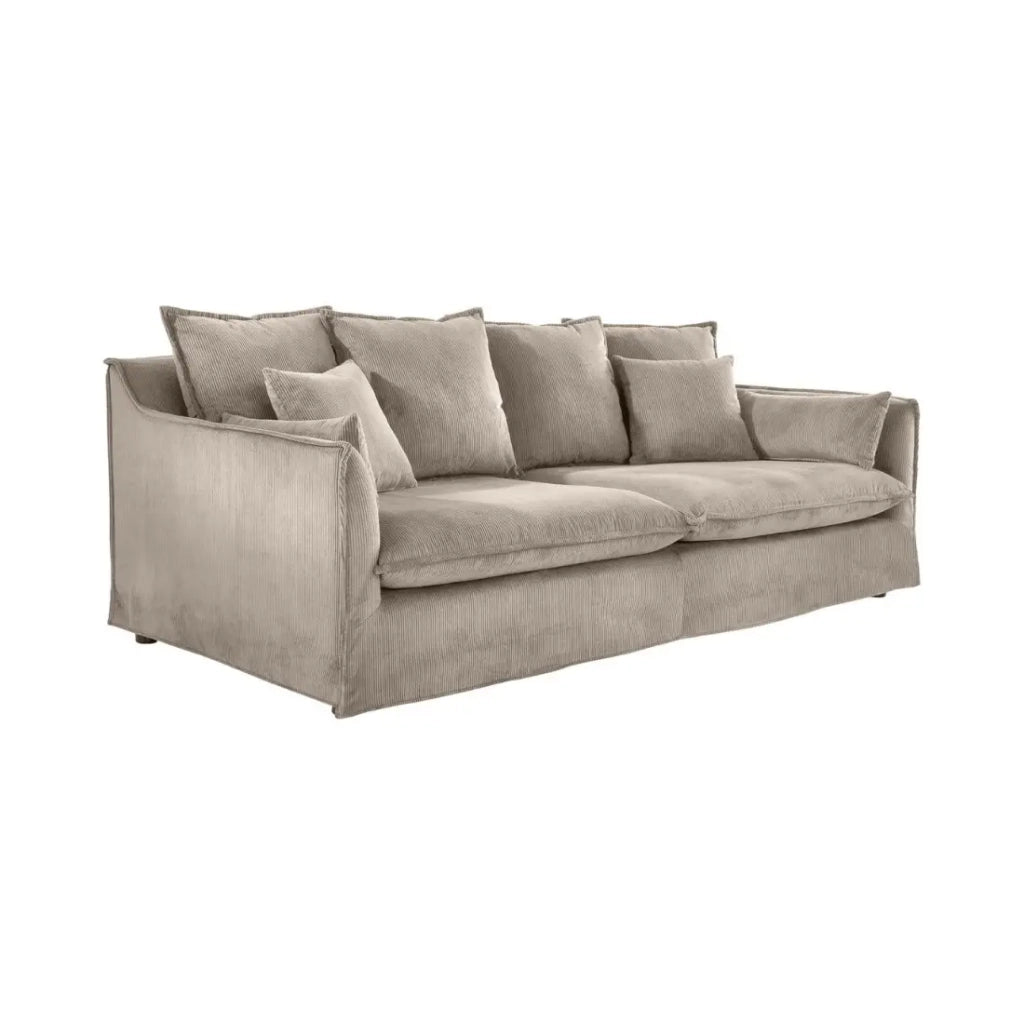 Divano dritto KALIA - Tessuto a costine beige grigio - 3 posti - Stile contemporaneo