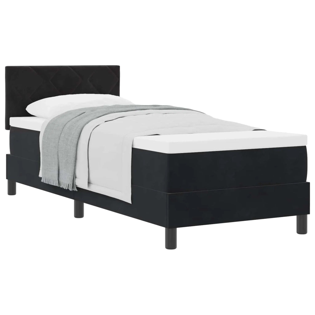 Letto a molle con materasso Nero 80 x 200 cm Velluto 3339202