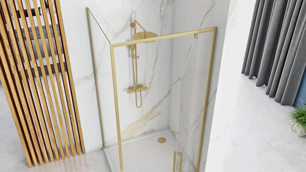Cabina Doccia Rea Rapid Swing Brush Gold 100x90