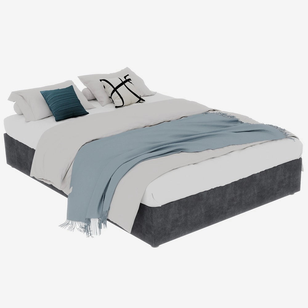 Letto Contenitore Imbottito ¨C MINIMAL ¨C Velluto Grigio 160x200