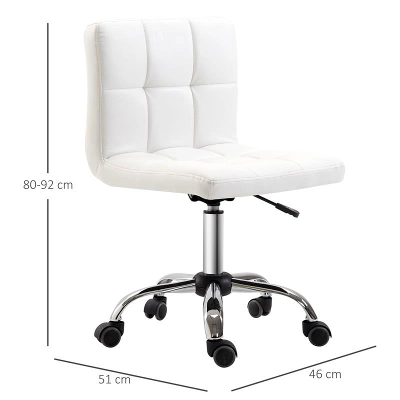 SEDIA GIREVOLE REGOLABILE IN PELLE SINTETICA 46 X 51 X 76-88 CM BIANCA