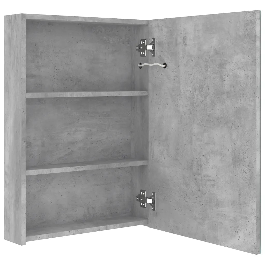 Armadietto Bagno con Specchio e LED-Mobile bagno con specchio Grigio Cemento 50x13x70 cm 123910