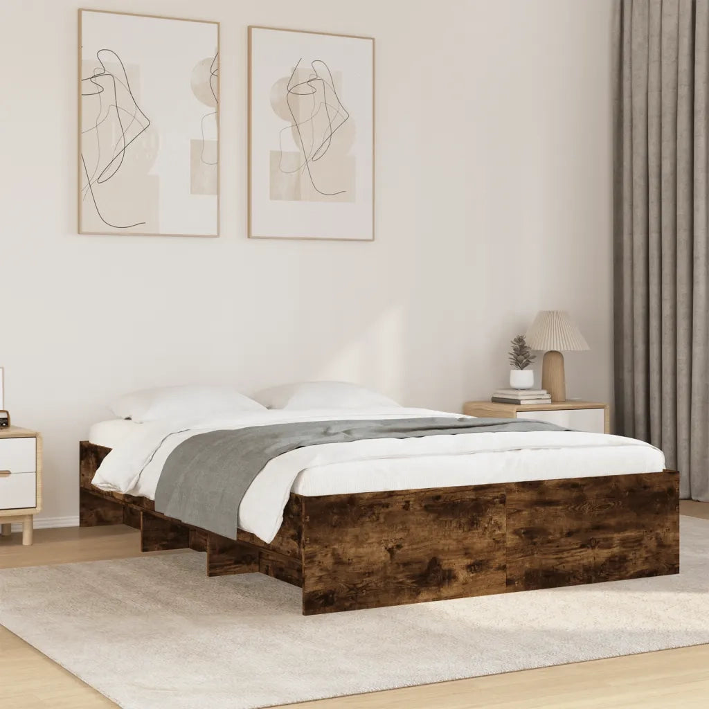 Giroletto senza Materasso-Struttura Letto Rovere Fumo 140x200 cm in Truciolato 653411