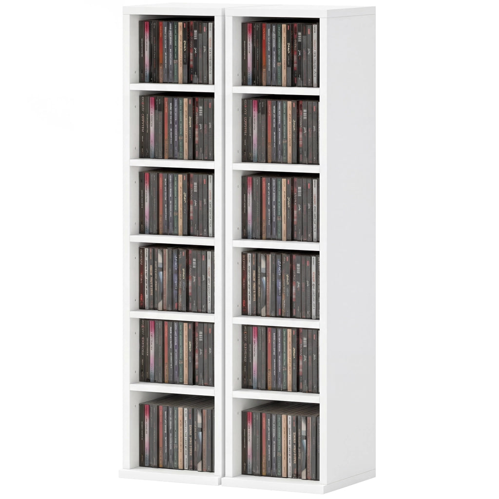 Scaffale CD Blu-Ray 2 Pezzi ¨C Xylo ¨C Ripiani Regolabili Bianco