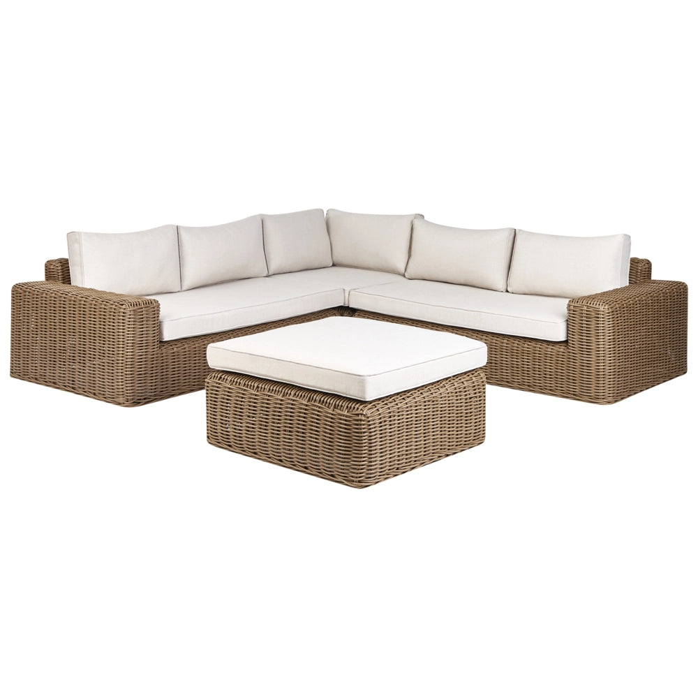 Set da giardino in vimini PE Rattan grigio con cuscini 6 posti marrone esterno elegante