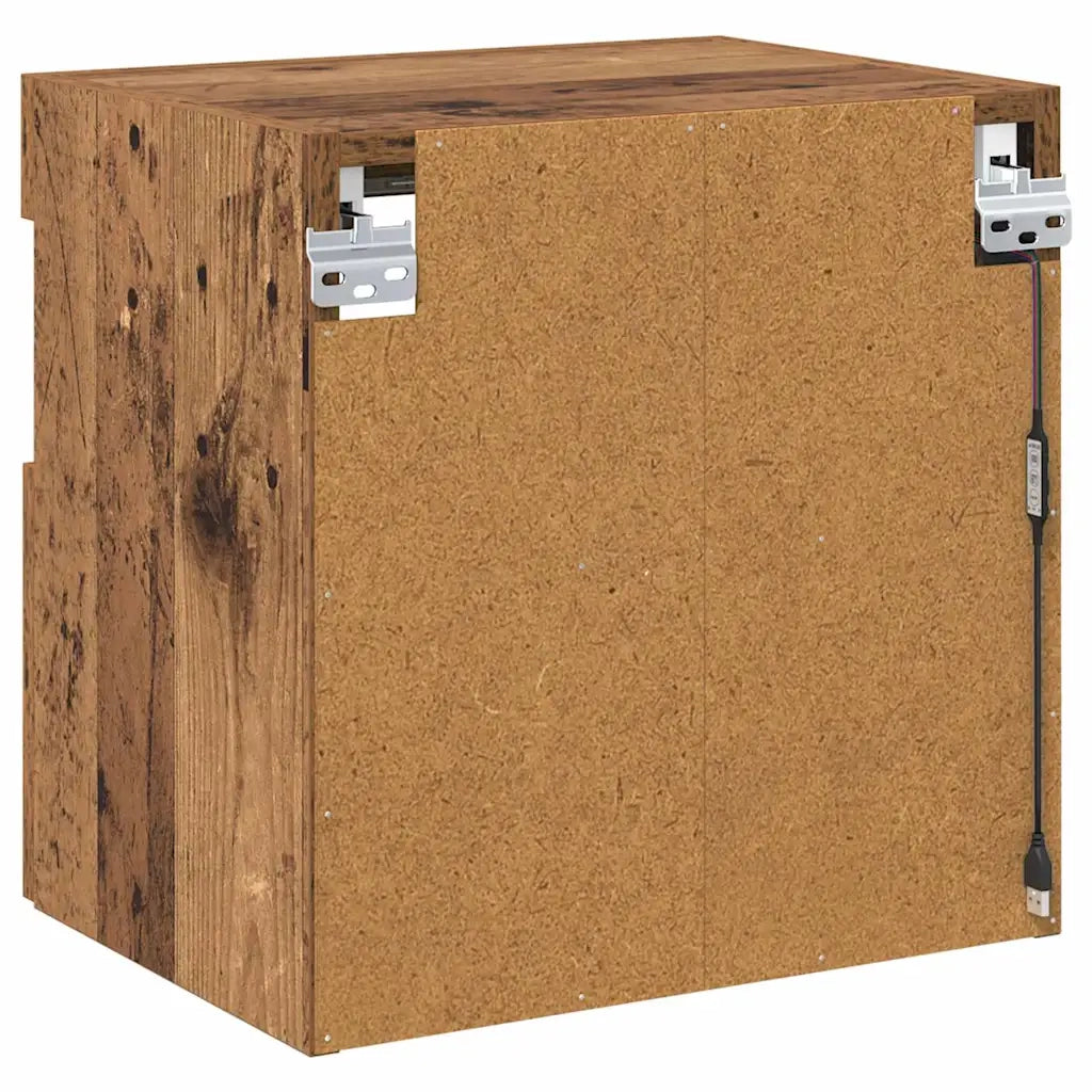 Mobile TV da parete con LED Legno vecchio 40 x 30 x 40 cm 882971