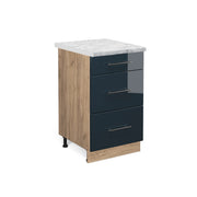Mobiletto base per cucina Fame-Line Blu scuro lucido/Rovere dorato 50 cm, PL Marmo Vicco