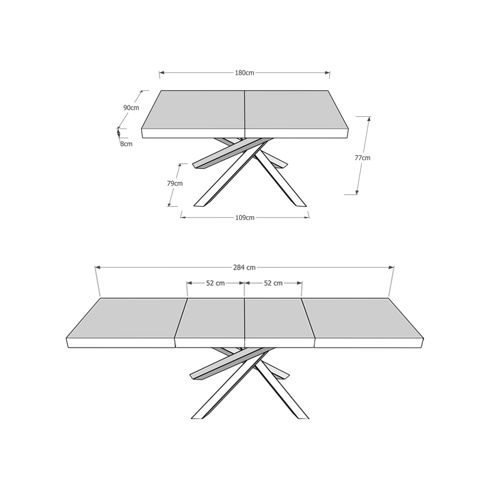 Tavolo allungabile 90x180/284 cm Volta Premium Bianco Frassino telaio 4/B
