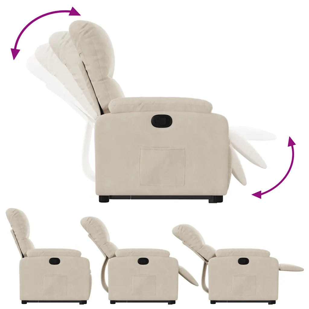 Poltrona Alzapersona Reclinabile Beige in Tessuto Microfibra