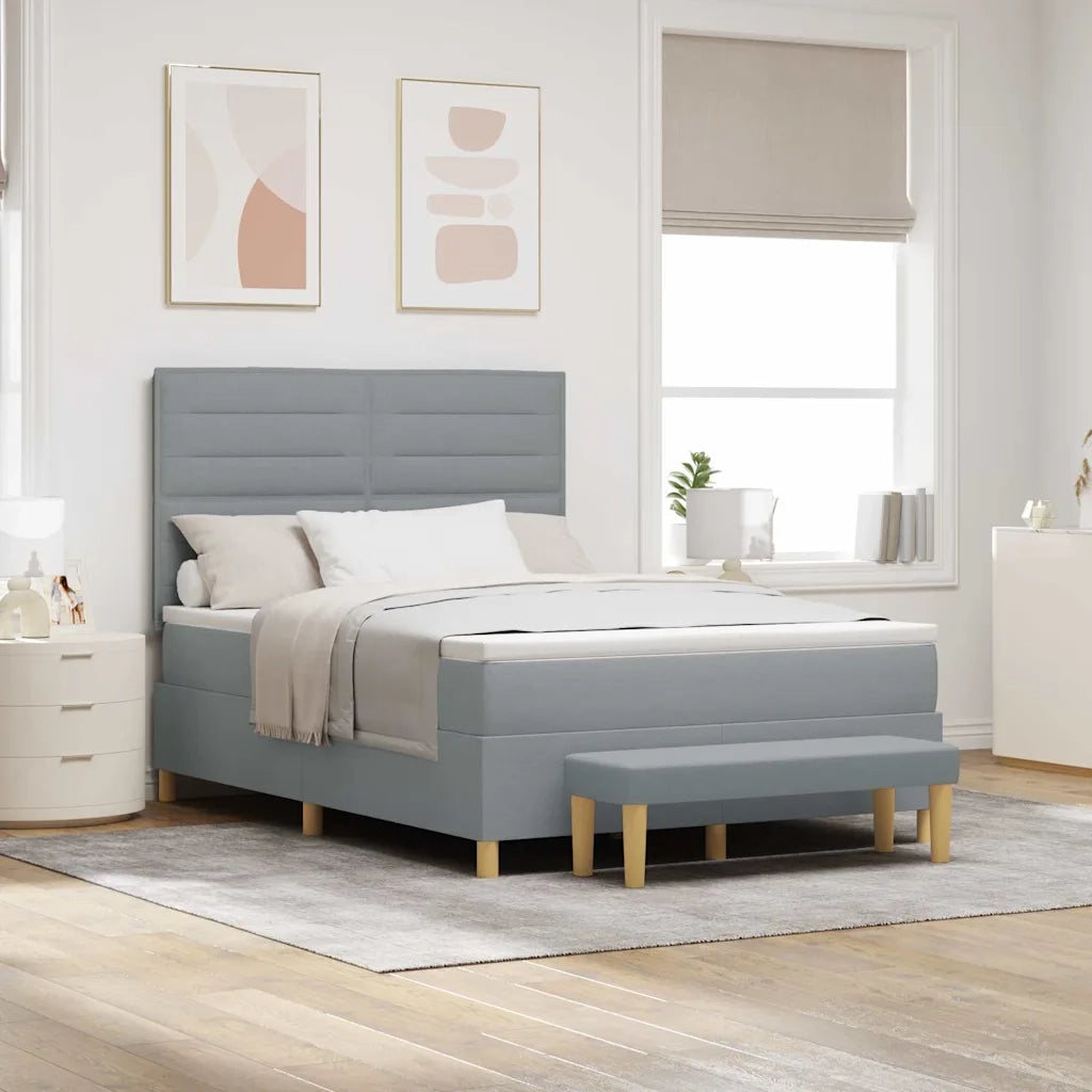 Letto a molle con materasso Grigio chiaro 140 x 190 cm Tessuto