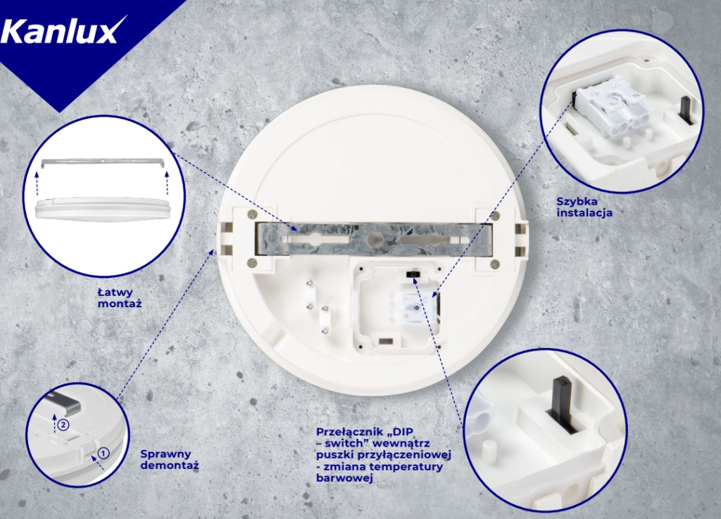 Plafoniera LED Kanlux BENO ECO 30W IP65 bianca CCT