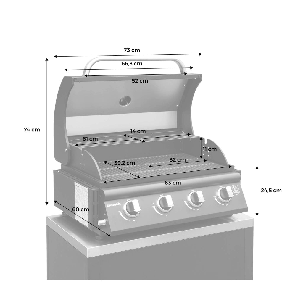 Barbecue a gas 4 bruciatori, da posare su mobile sweeek.