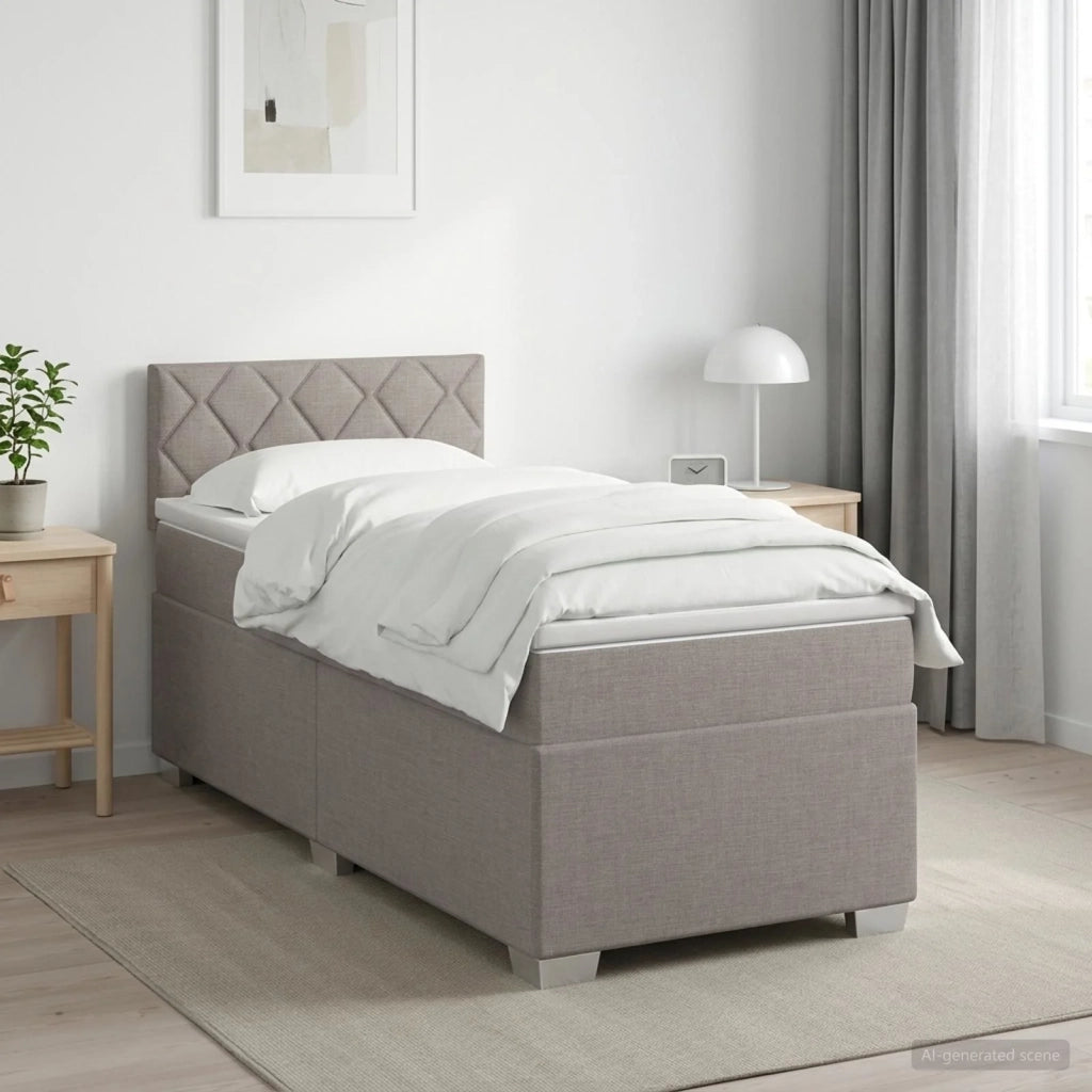 Letto con Box Spring, Materasso e LED Tortora 90 x 200 cm 3451865