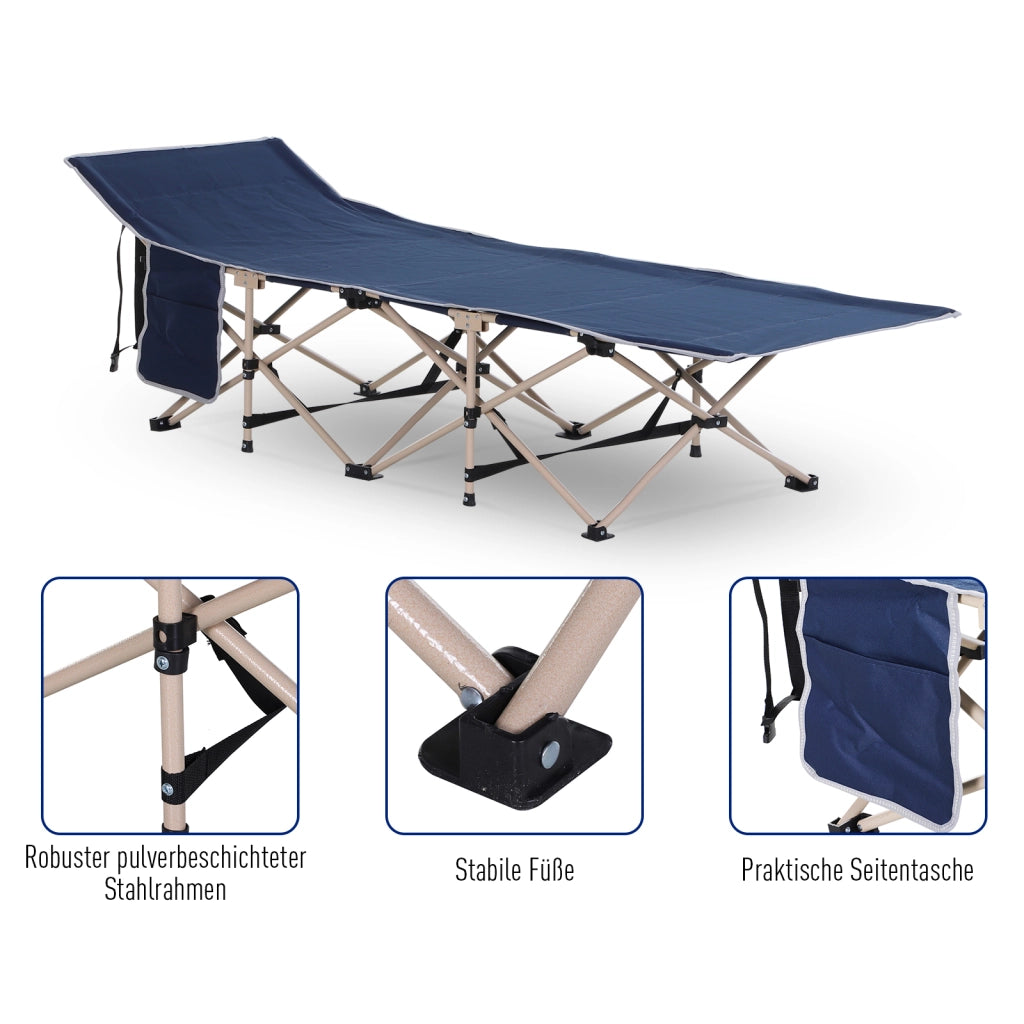 Letto da campo pieghevole ¨C Minimal ¨C 190x68x52 cm blu con tracolla