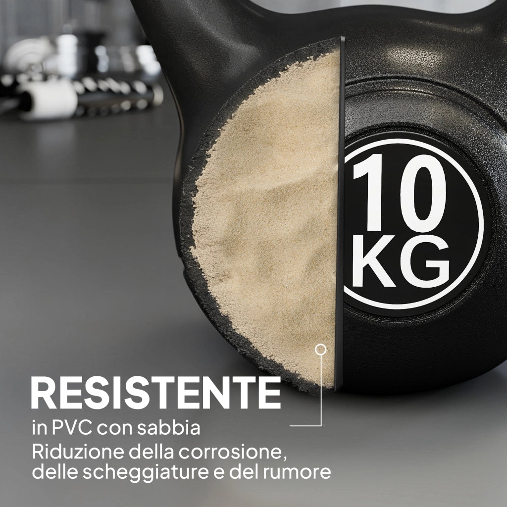 Kettlebell Pesi da 10 kg ¨C Minimal ¨C Nero 25x19x28 cm