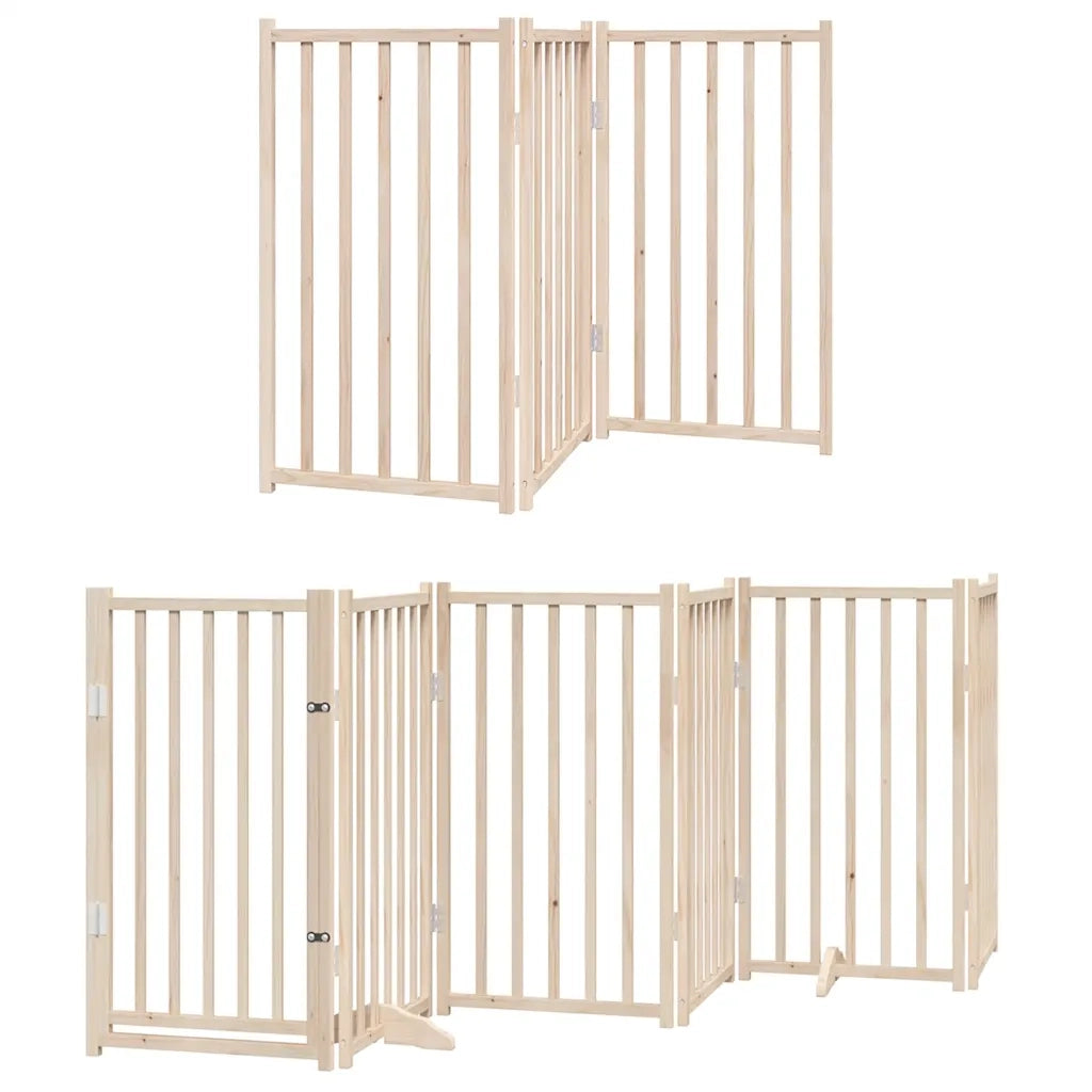 Cancello per Cani con Porta Pieghevole 9 Pannelli 450 cm Pioppo CFW4786073