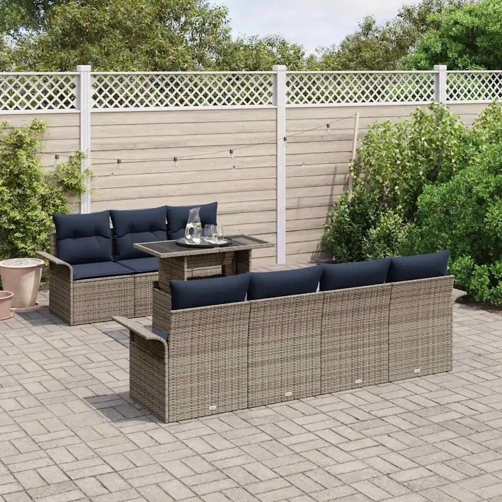 Set Divano da Giardino con cuscino 8 pcs Grigio polyrattan 3348231