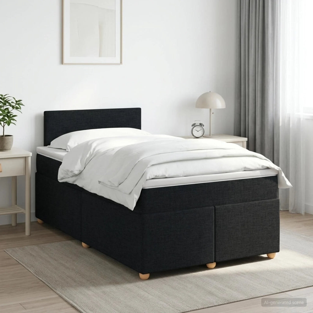 Letto box spring con materasso Nero 120 x 190 cm Tessuto 3450911