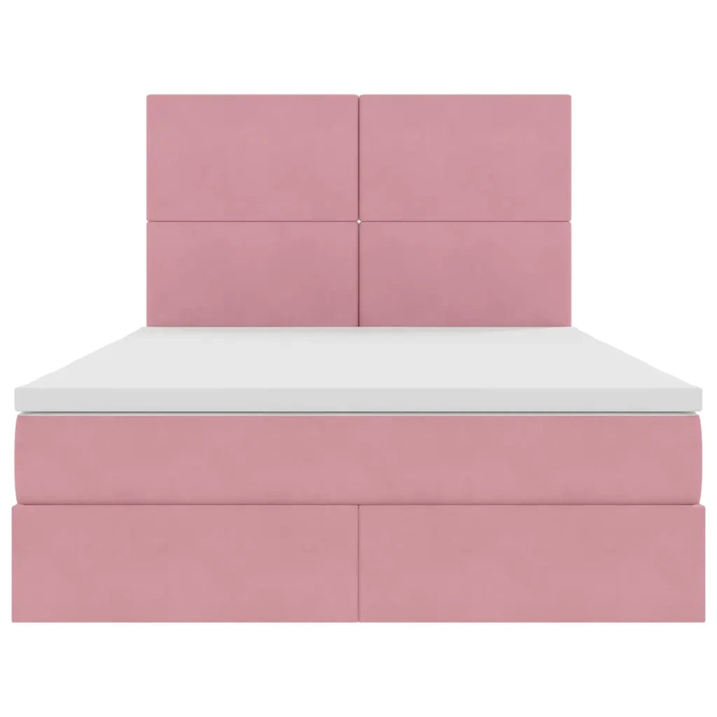 Letto con contenitore e materasso Rosa 140 x 200 cm Velluto 3371978