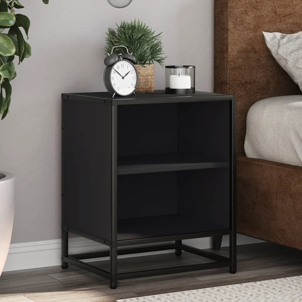 Comodino Nero 40x31x50 cm Legno Multistrato e Metallo 848699