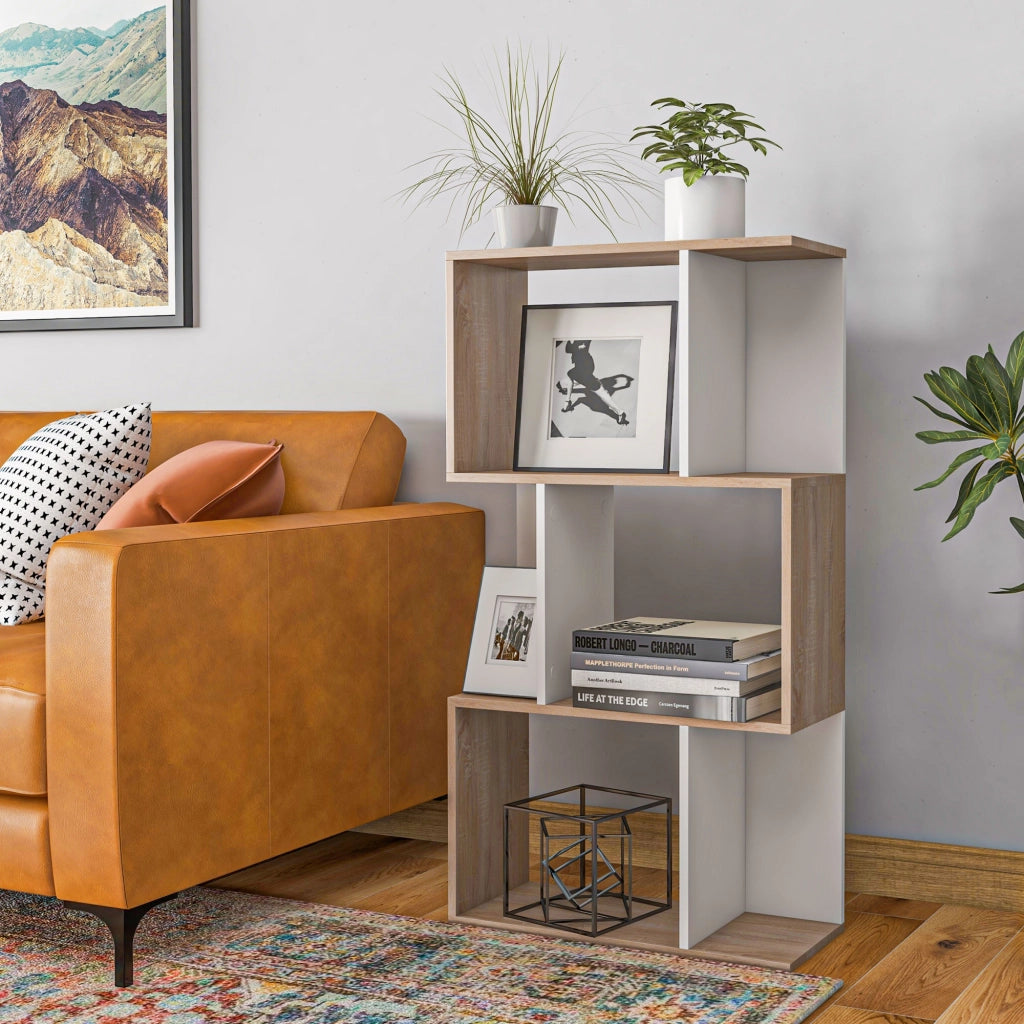 Libreria Moderna Legno 3 Ripiani ¨C zephmum ¨C 60x24x111.4cm