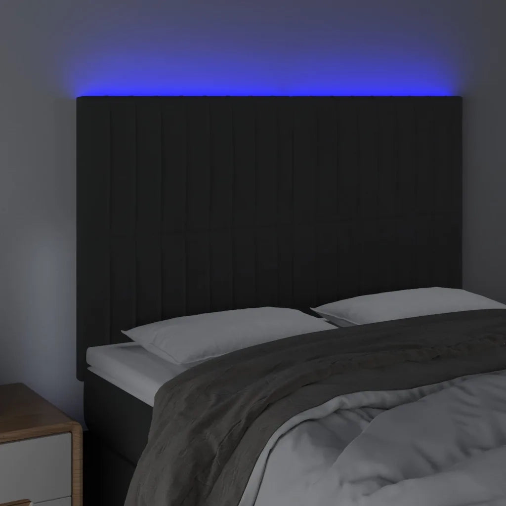 Testiera a LED-Testata con LED Nera 144x5x118/128 cm in Velluto 920148