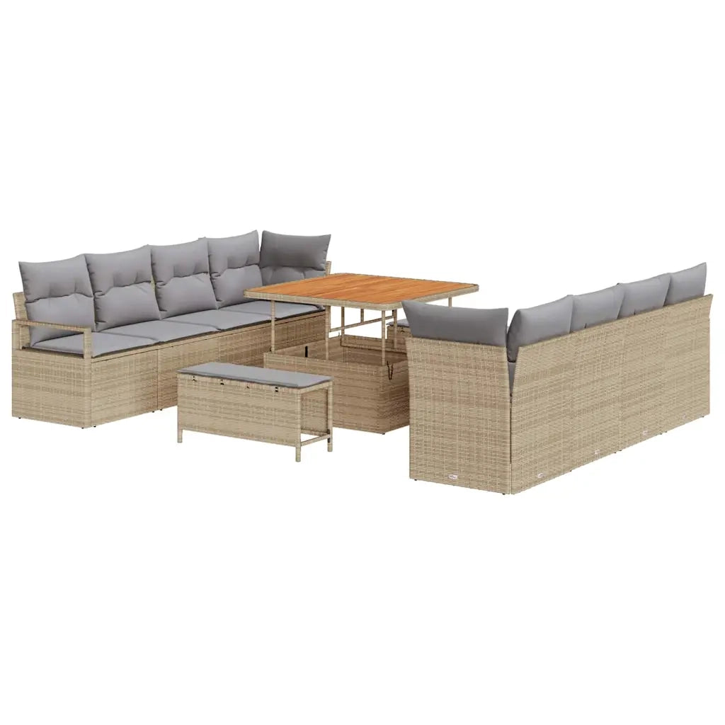 Set Divano da Giardino con cuscino 11 pcs Beige polyrattan 3362507