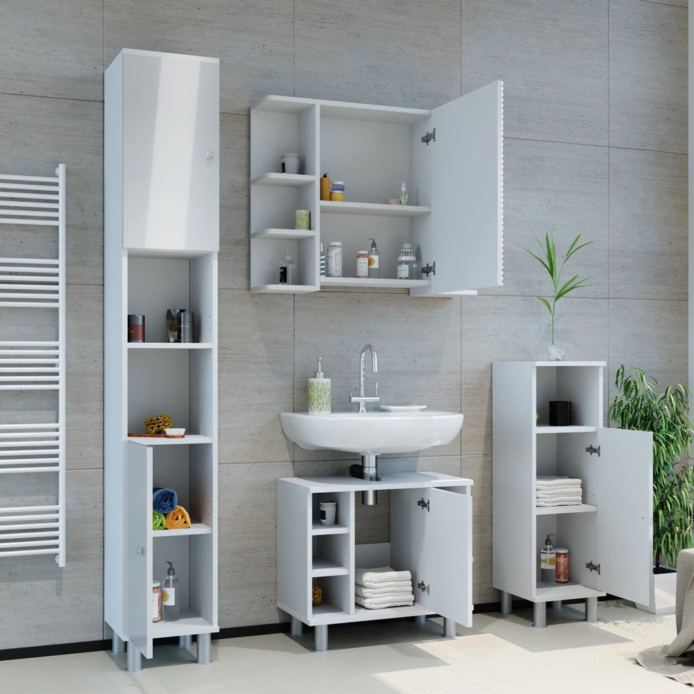Vicco Set mobili bagno Bianco lucido 4 parti