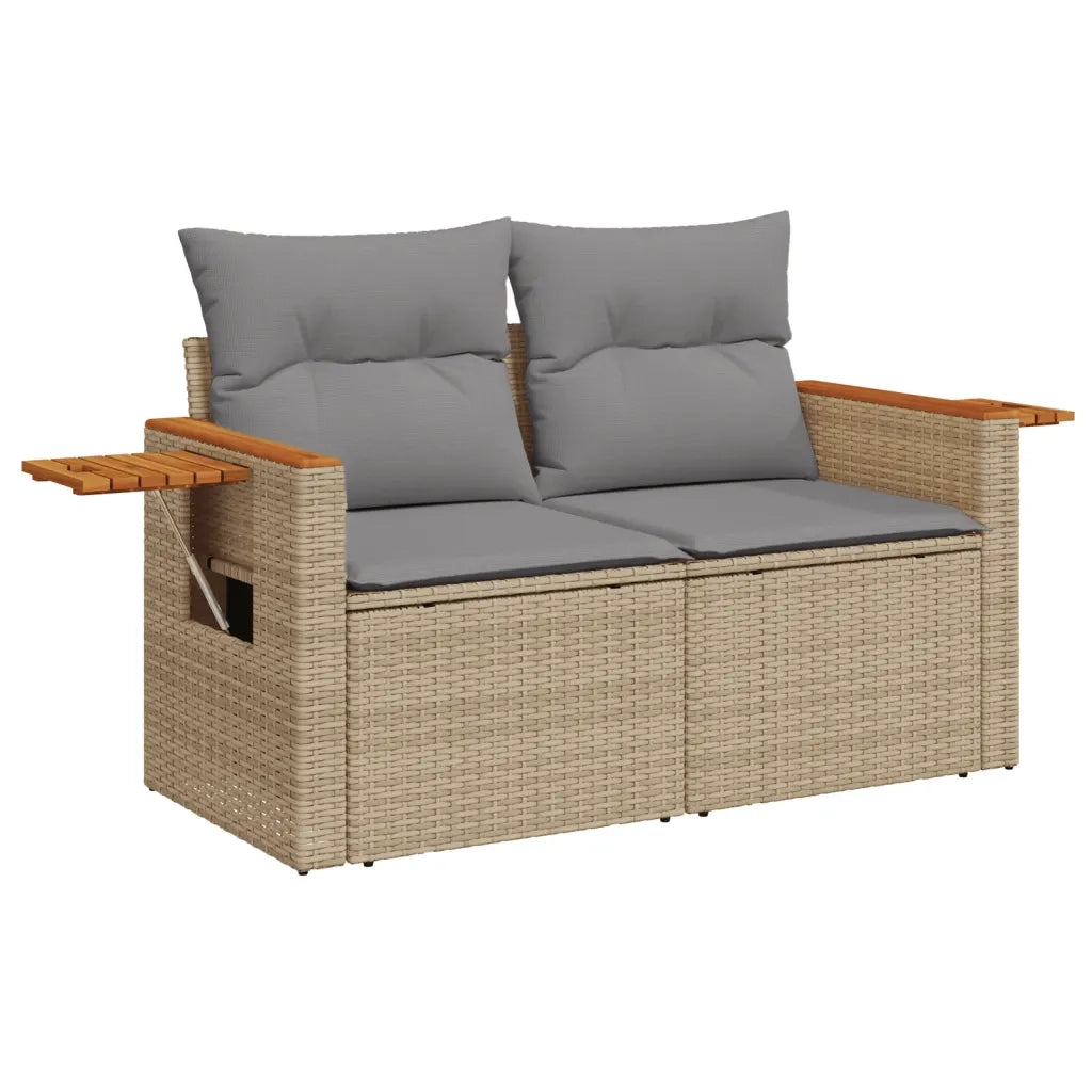 Divano da Giardino con Cuscini a 2 Posti Beige in Polyrattan 366098