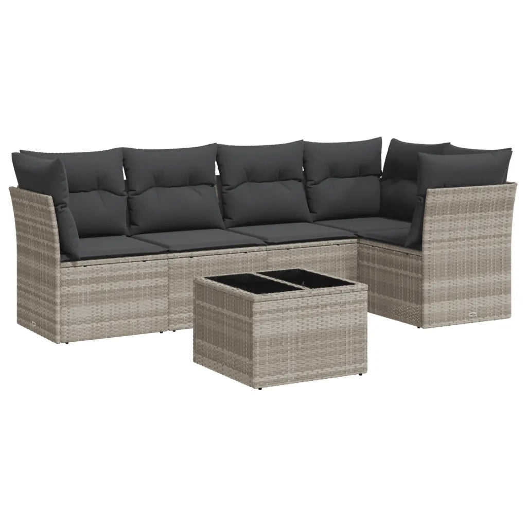 Set Divano da Giardino 6pz con Cuscini Grigio Chiaro Polyrattan 3249451