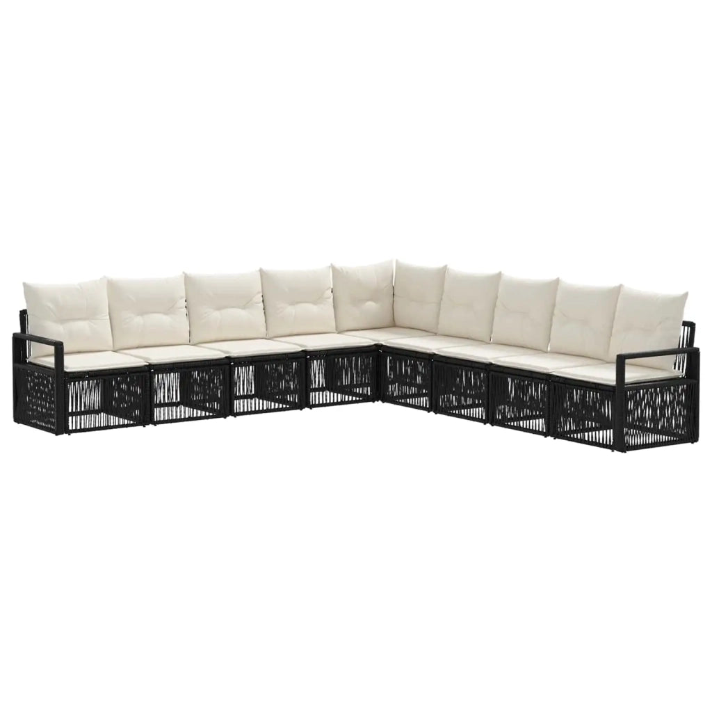 Set Divano da Giardino 9 pz Nero polyrattan 3435733