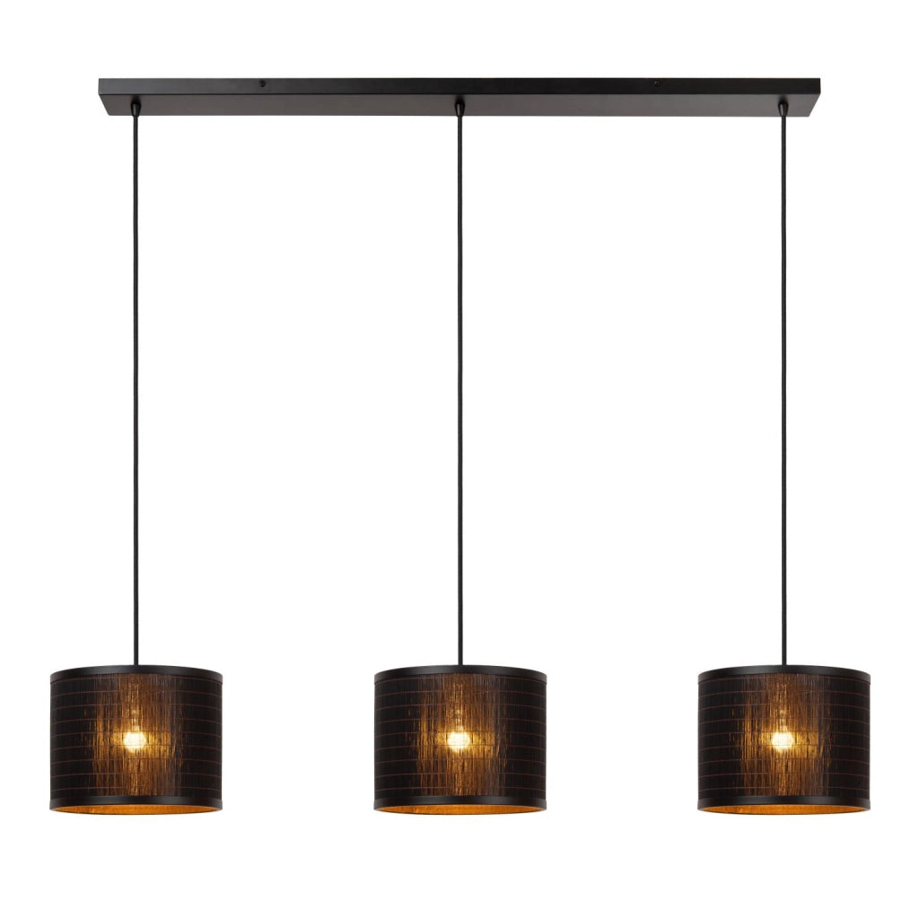 Lampada sospesa TAGALOG 3 luci E27 rattan nera Lucide