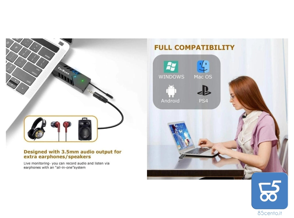 Set Microfono wireless headset Mic Microfono a clip con Ricevitore e Trasmettitore Wireless per Riprese video Registrazioni