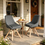 SEDIA GIREVOLE 360° 41x40x84 cm Velluto Grigio Scuro Set da 2 pezzi