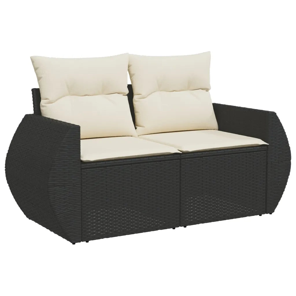 Set Divani da Giardino 9 pz con Cuscini Nero in Polyrattan 3225097