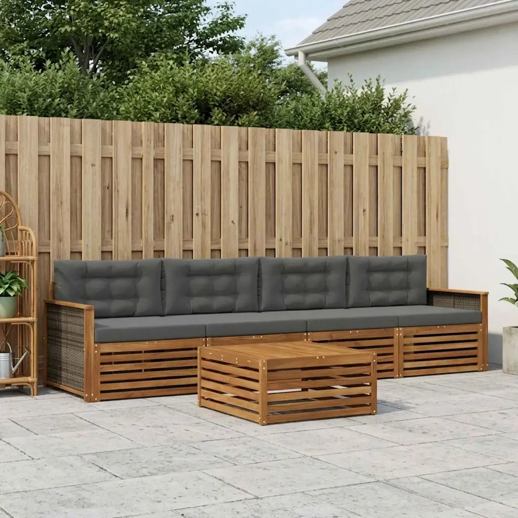 Set di divani da esterno con cuscino 5 pcs Naturale e Antracite 3382990