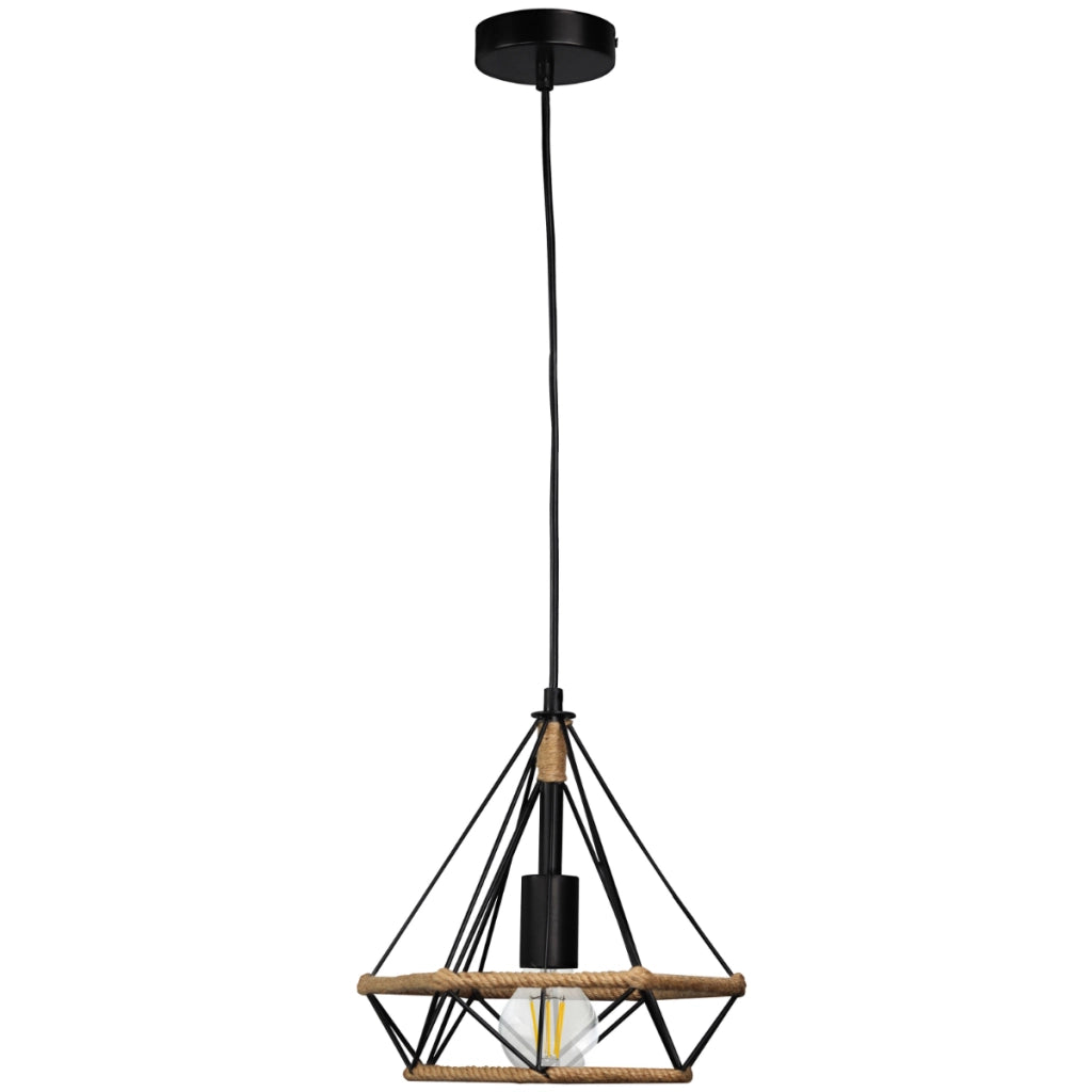 Lampada a sospensione Polux Broxton E27 corda nera 120cm