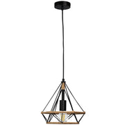 Lampada a sospensione Polux Broxton E27 corda nera 120cm