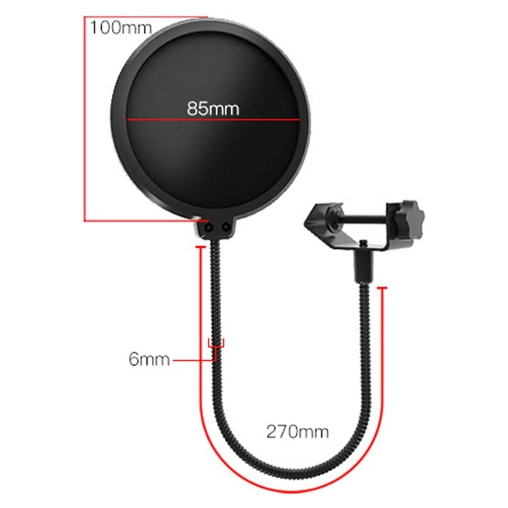 Trade Shop - Filtro Pop Per Microfono Q-a193 Pop Sheild Con Clip Di Supporto Base Flessibile -