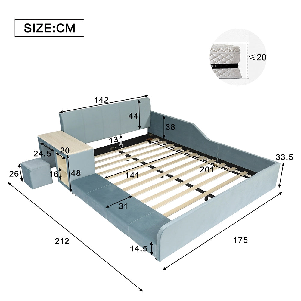 Letto bambini - Xylo - 140x200 cm scrivania blu