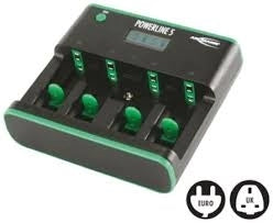 CARICABATTERIA POWERLINE 5 ZERO WATT ANSMANN per batterie Micro AAA, Mignon AA, Baby C, Mono D e 9V