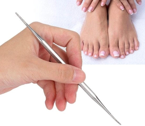 Vijilatrice per unghie a doppia testa in acciaio inossidabile con trimmer per unghie integrate - strumento di aiuto per pedicure - sollevamento efficace - per uso sanitario