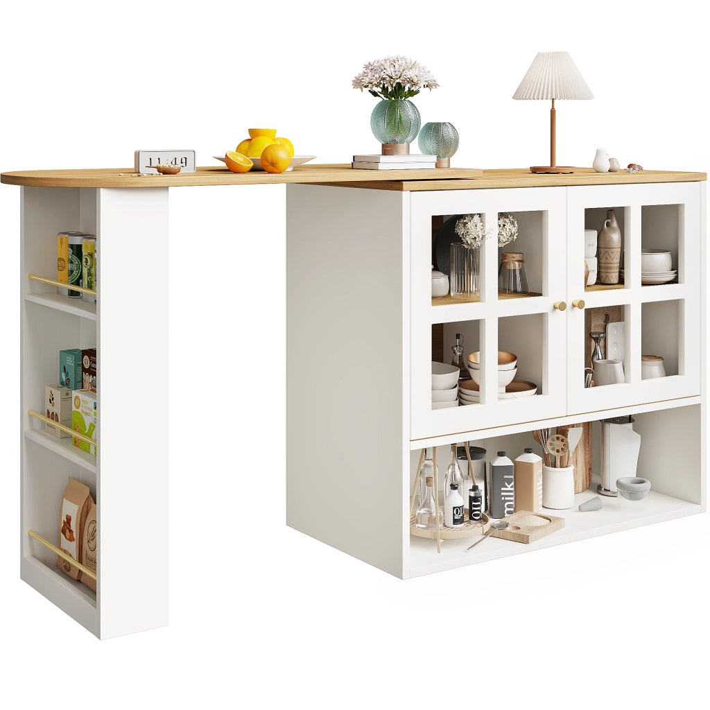 Credenza Girevole con Vetro e Ripiani ¨C MINIMAL ¨C Bianco