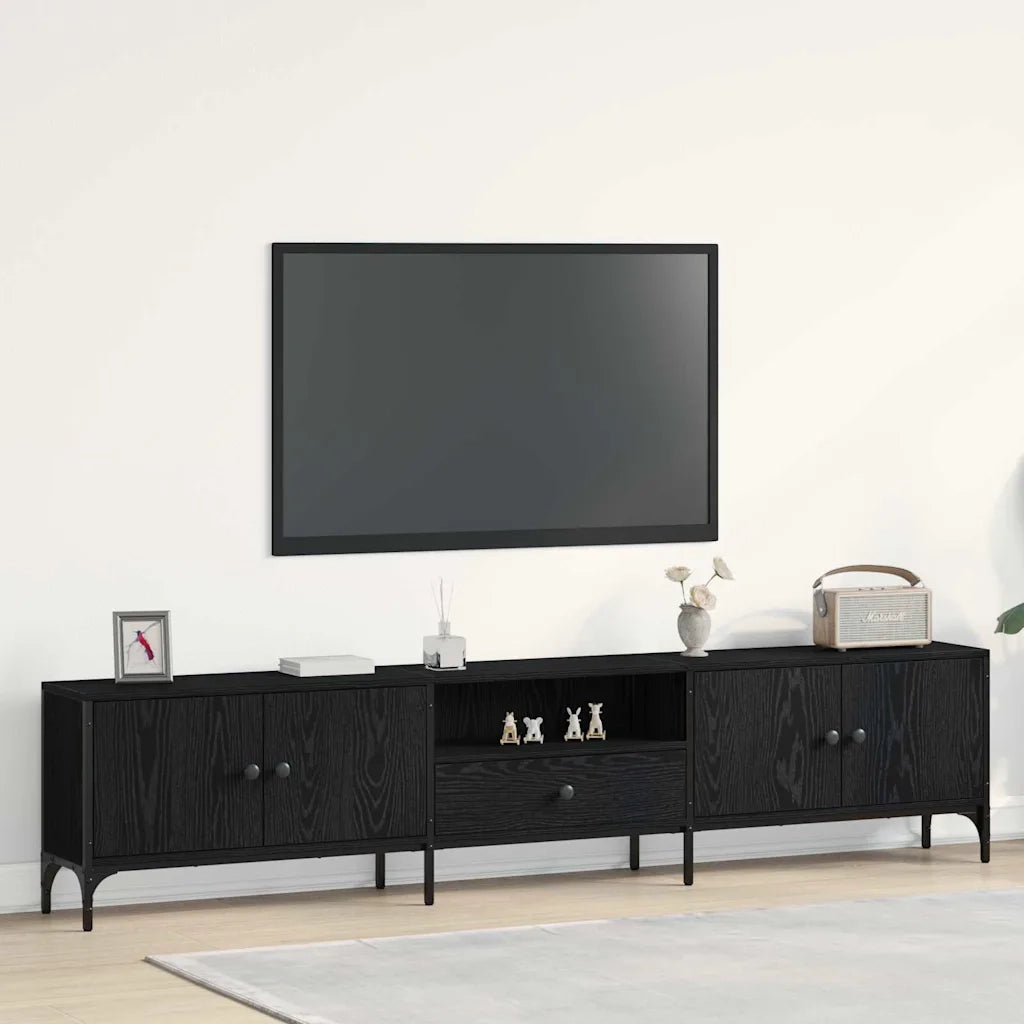 Mobile TV-Credenza per TV-Console TV Rovere nero 200 x 25 x 44 cm Legno multistrato