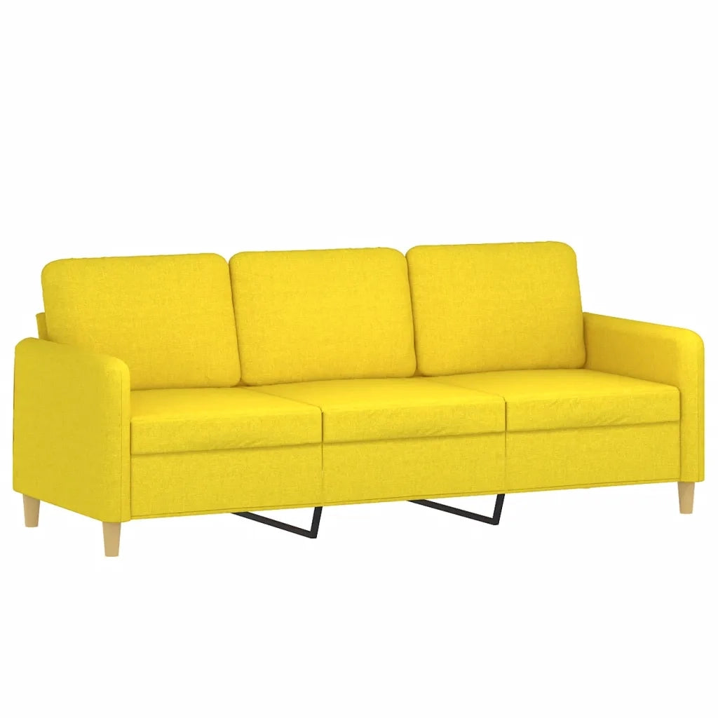 Set di Divani 3 pz con Cuscini Giallo Chiaro in Tessuto 3202075