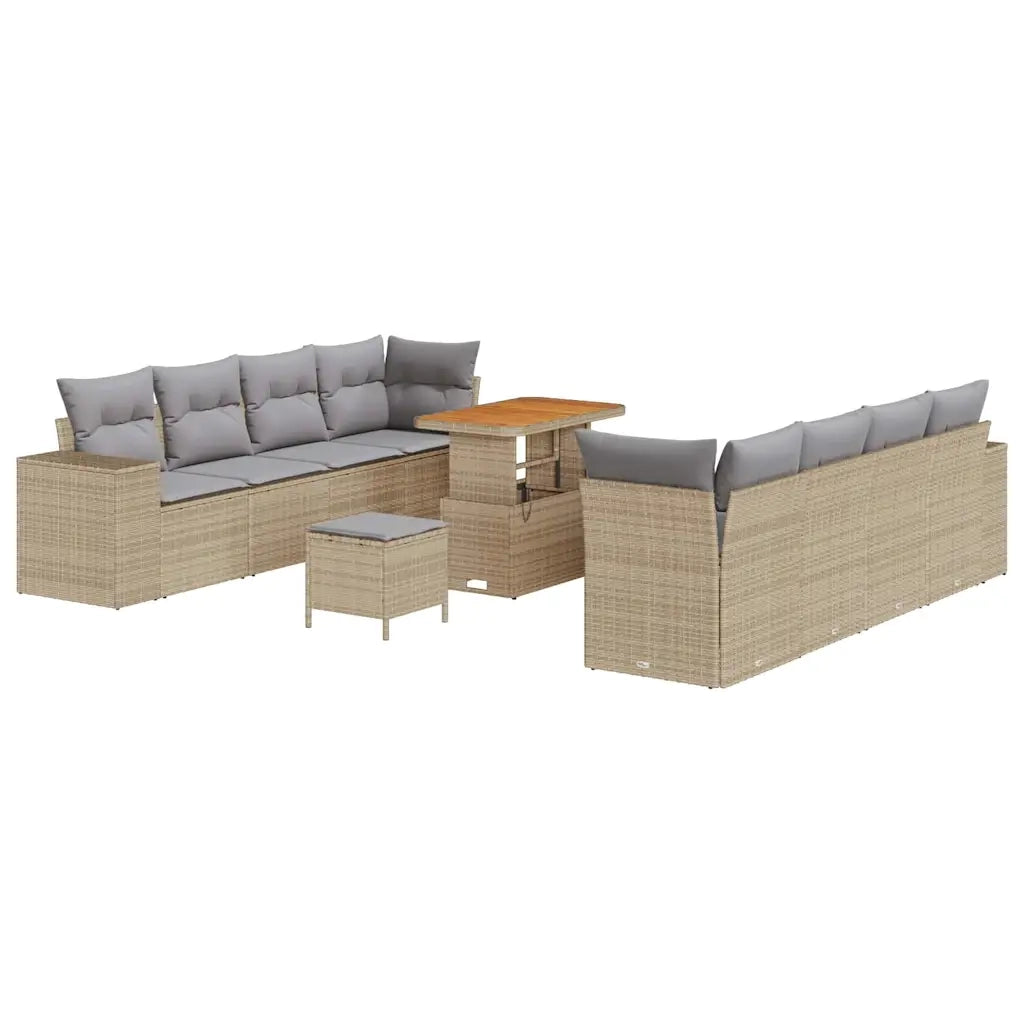 Set Divano da Giardino 11 pcs Beige e Grigio Chiaro polyrattan 3363932