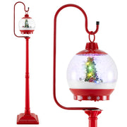 Lampione natalizio musicale 173cm con globo di neve attivato dal suono albero rotante, Lampada da esterno festiva Rosso-Decorazioni natalizie