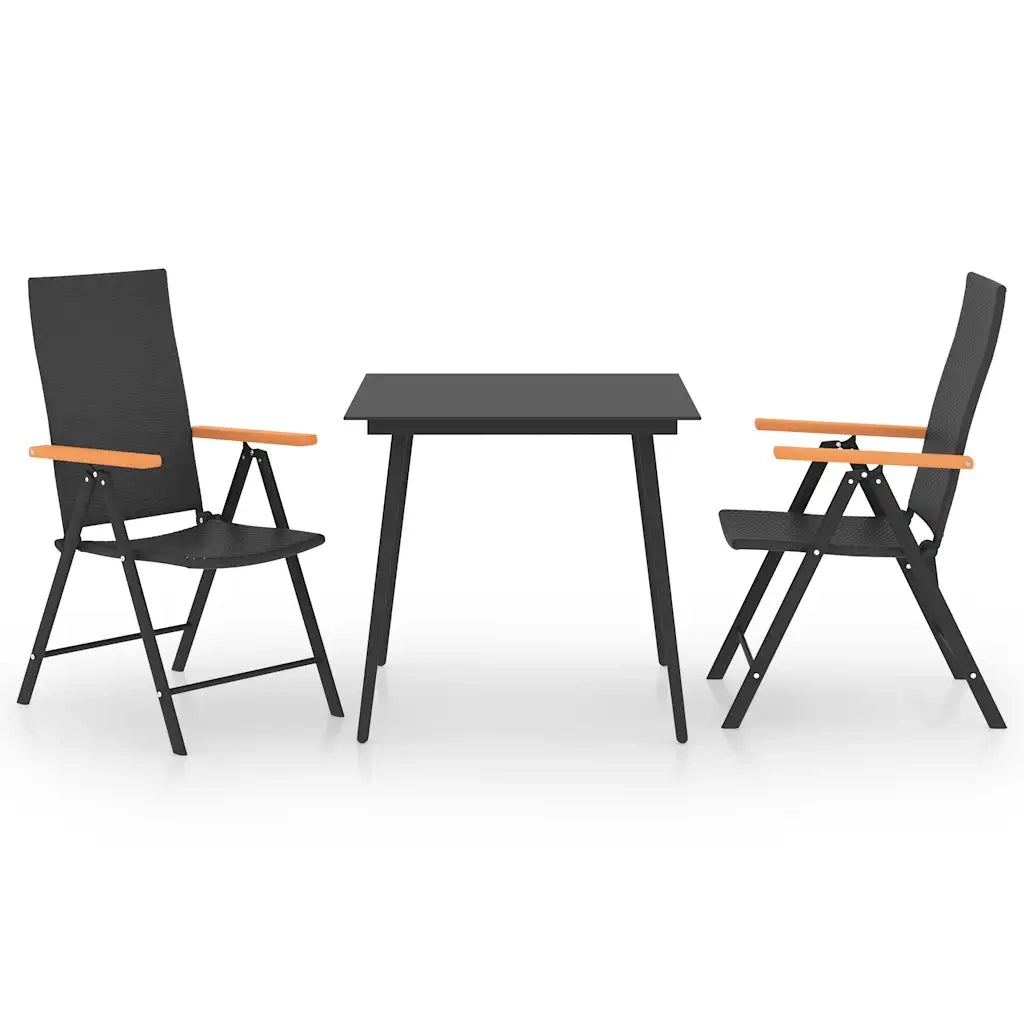 Set da Pranzo da Giardino 3 pz | Set Salotto da Giardino Nero e Marrone