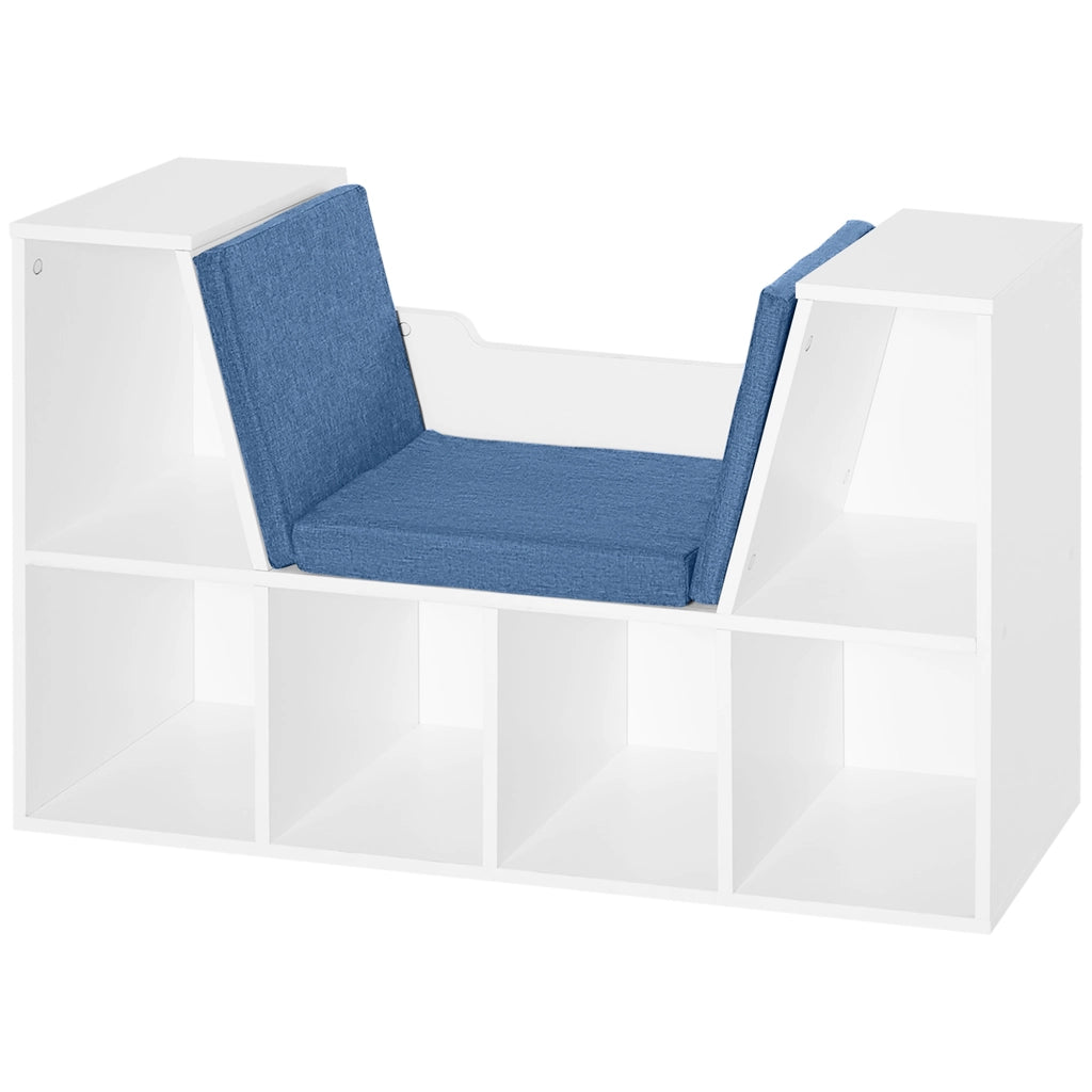Libreria con Cuscino 6 Cubi ¨C Minimal ¨C 102x30x61 Bianco e Blu