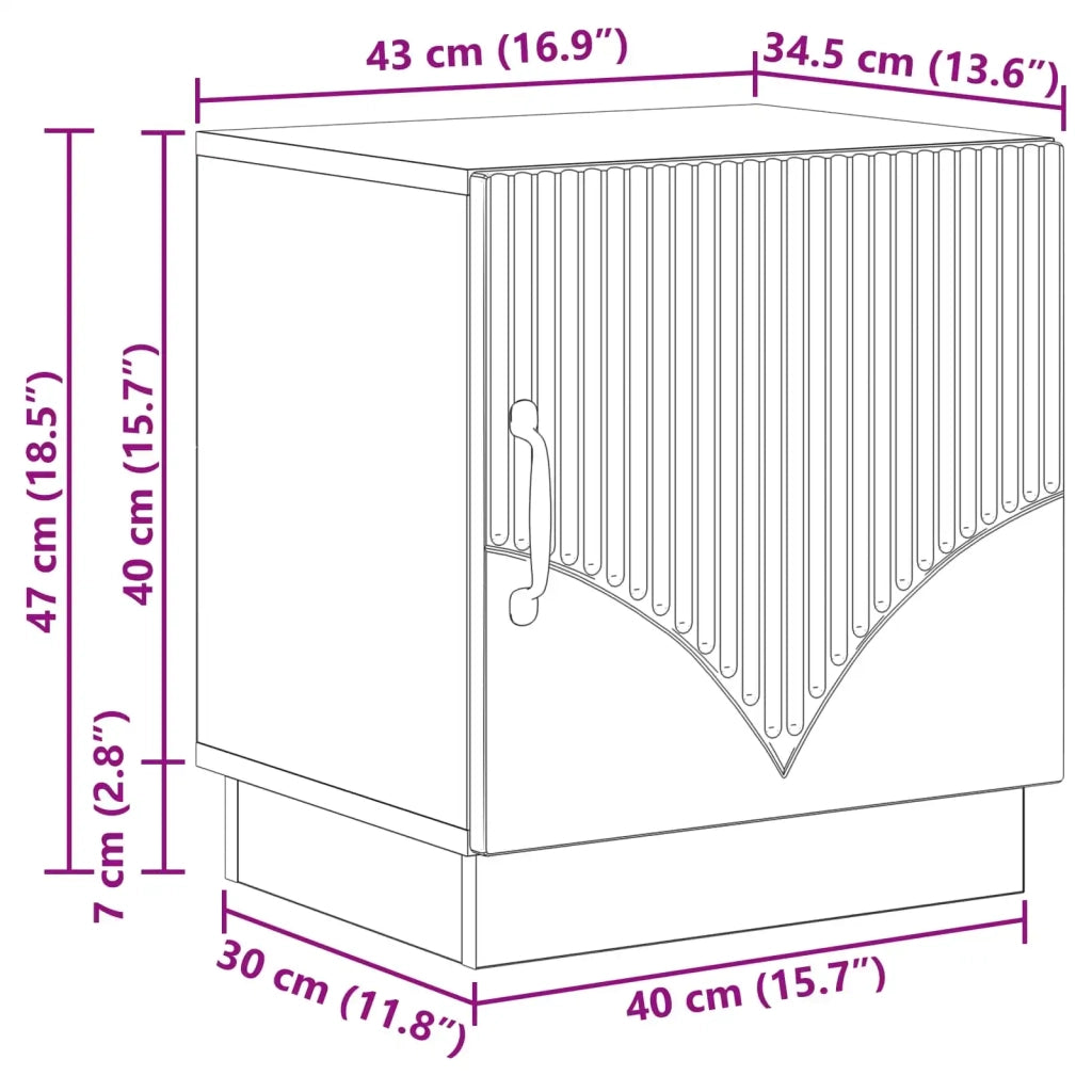 Comodino Nero 43 x 34,5 x 47 cm Legno ingegnerizzato 895257